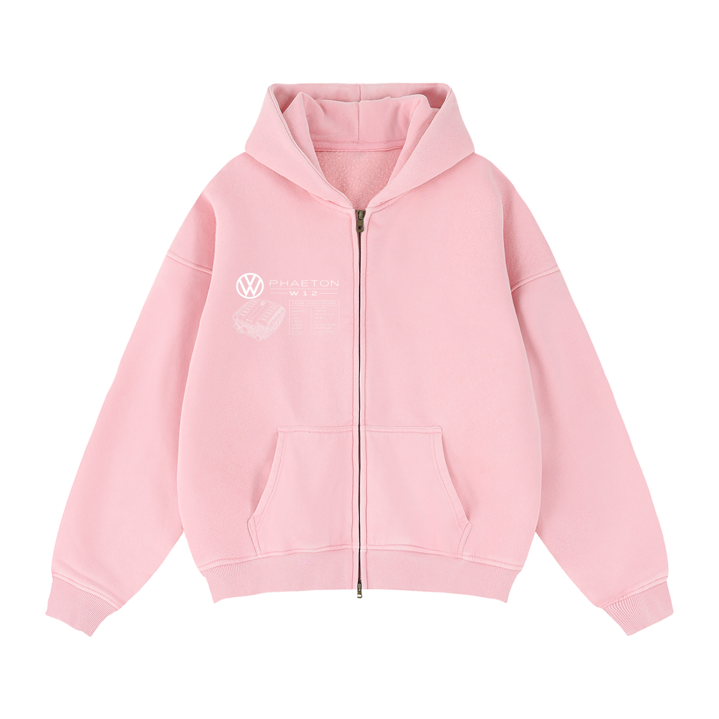 Volkswagen Phaeton Blueprint Zip-Through Boxy Fleece Hoodie