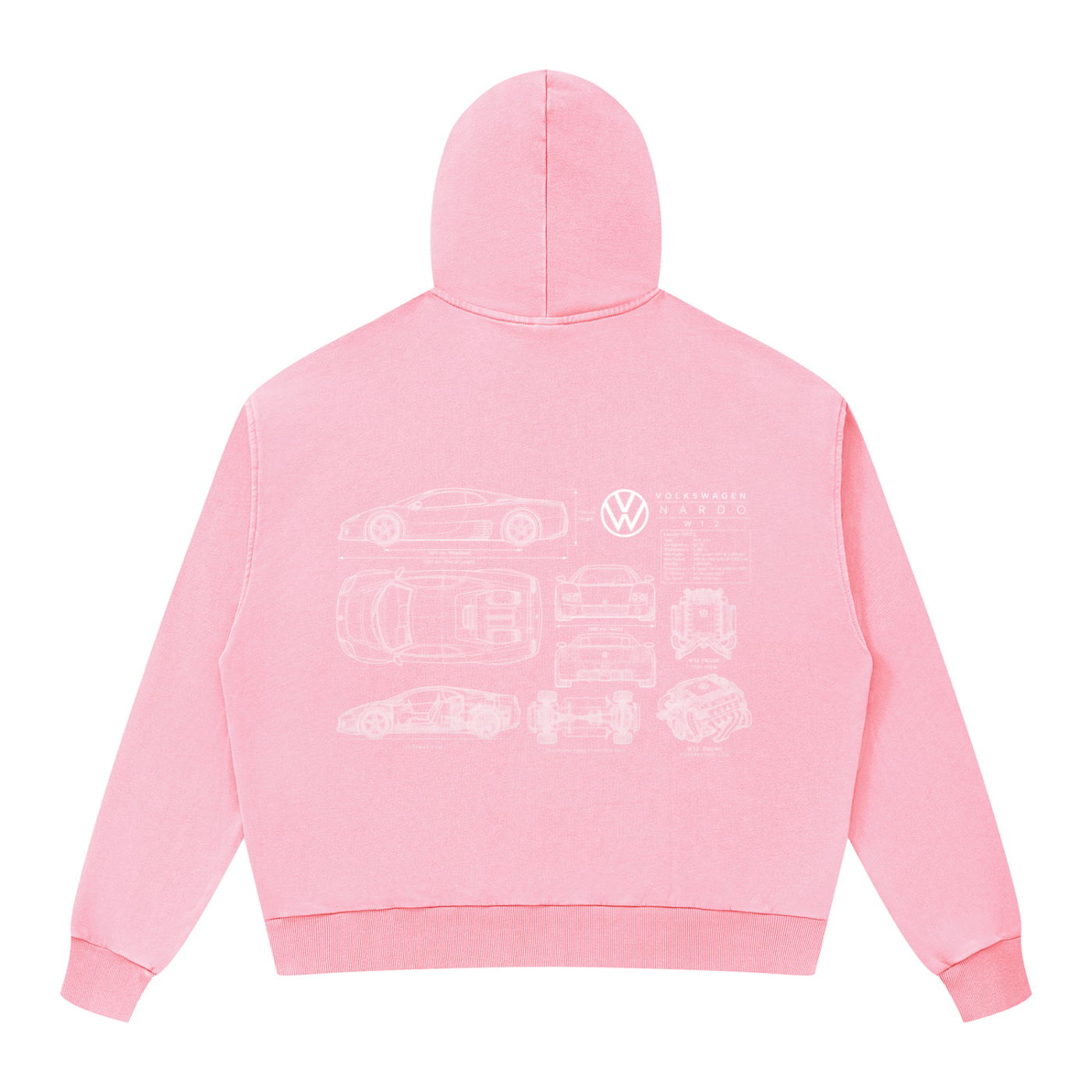 Volkswagen Nardo Blueprint Unisex Mineral Wash Boxy Full Zip Hoodie