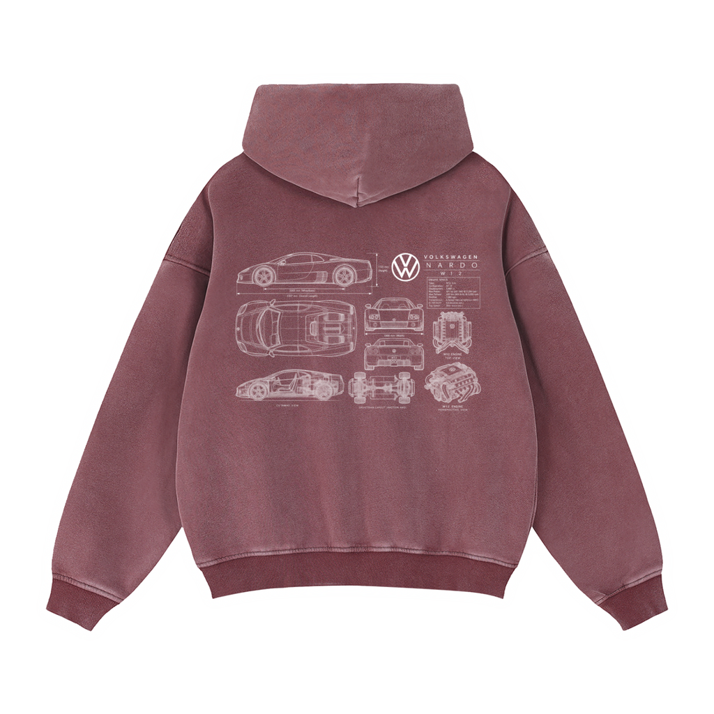 Volkswagen Nardo Blueprint Zip-Through Boxy Fleece Hoodie