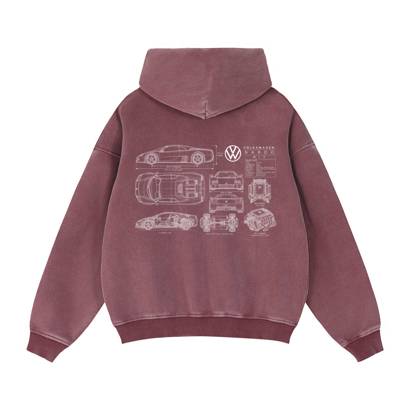 Volkswagen Nardo Blueprint Zip-Through Boxy Fleece Hoodie