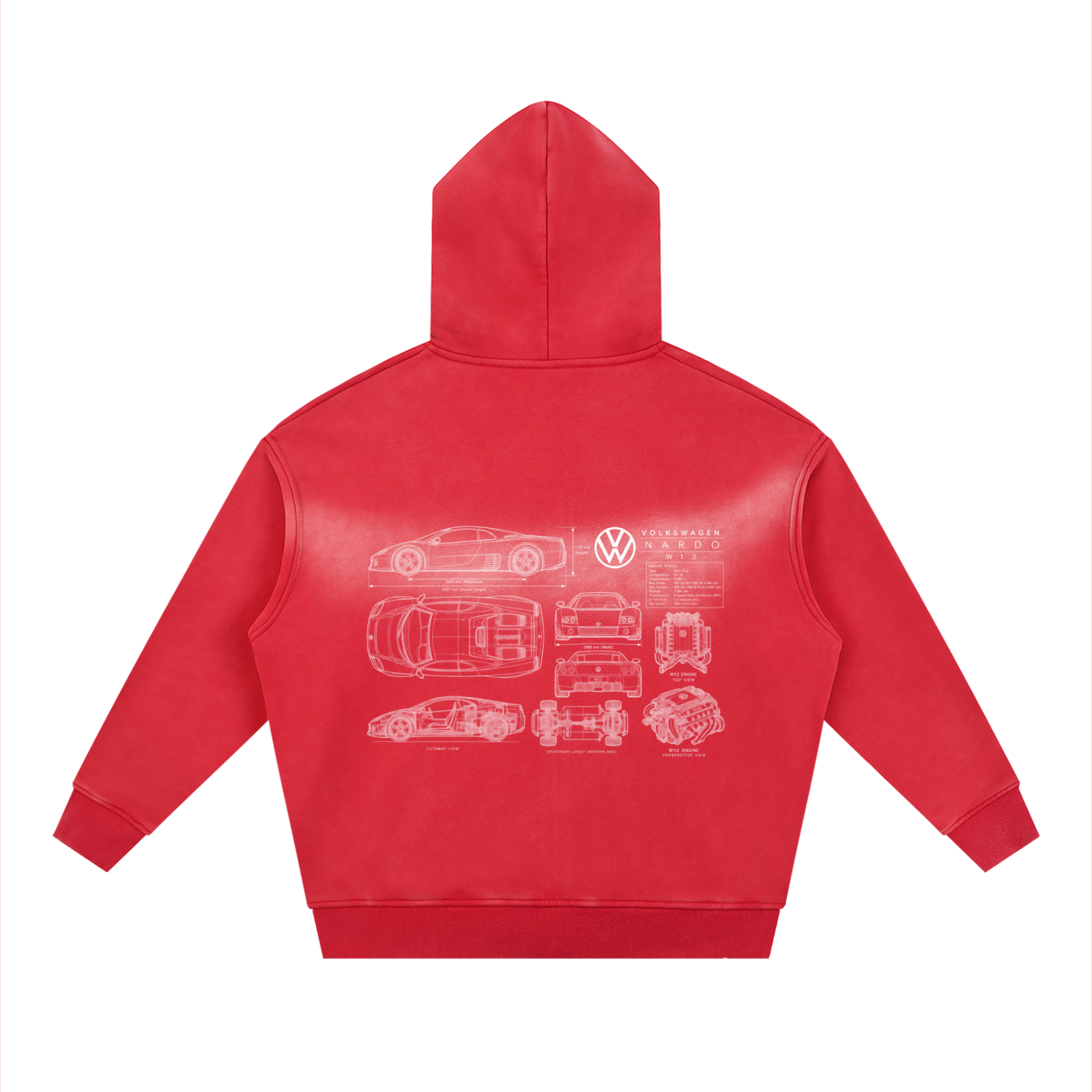 Volkswagen Nardo Blueprint Sunfade Two-way Zipper Boxy Fleece Hoodie