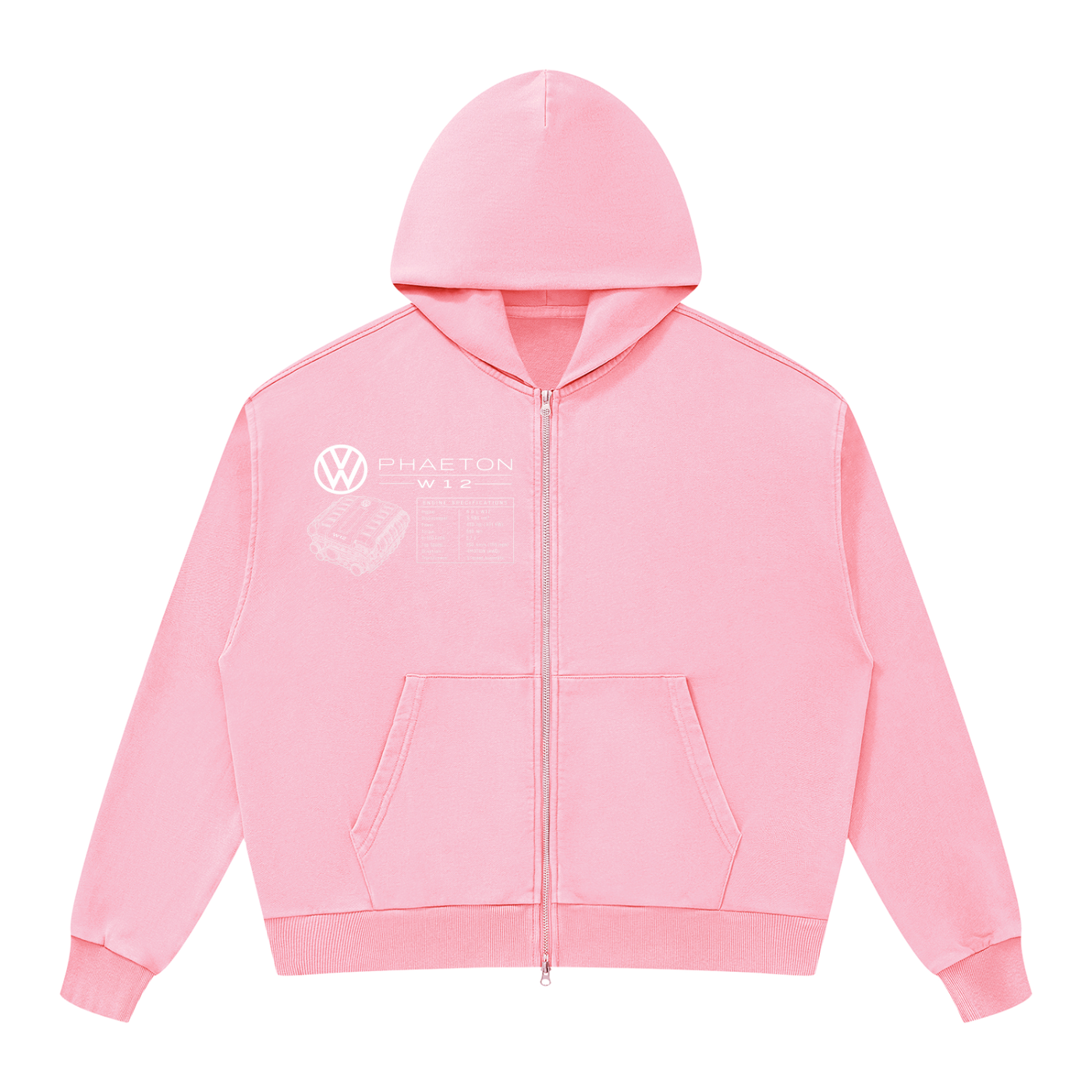 Volkswagen Phaeton Unisex Mineral Wash Boxy Full Zip Hoodie