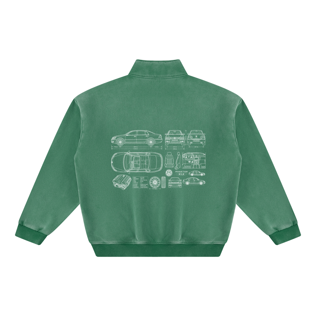 Volkswagen Phaeton Blueprint Unisex Vintage Wash Fleece Sweatshirt