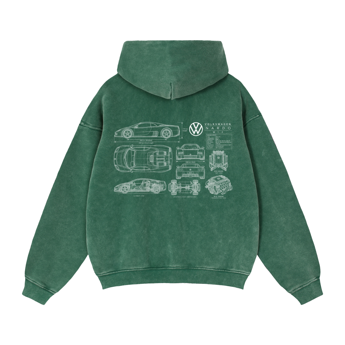 Volkswagen Nardo Blueprint Zip-Through Boxy Fleece Hoodie