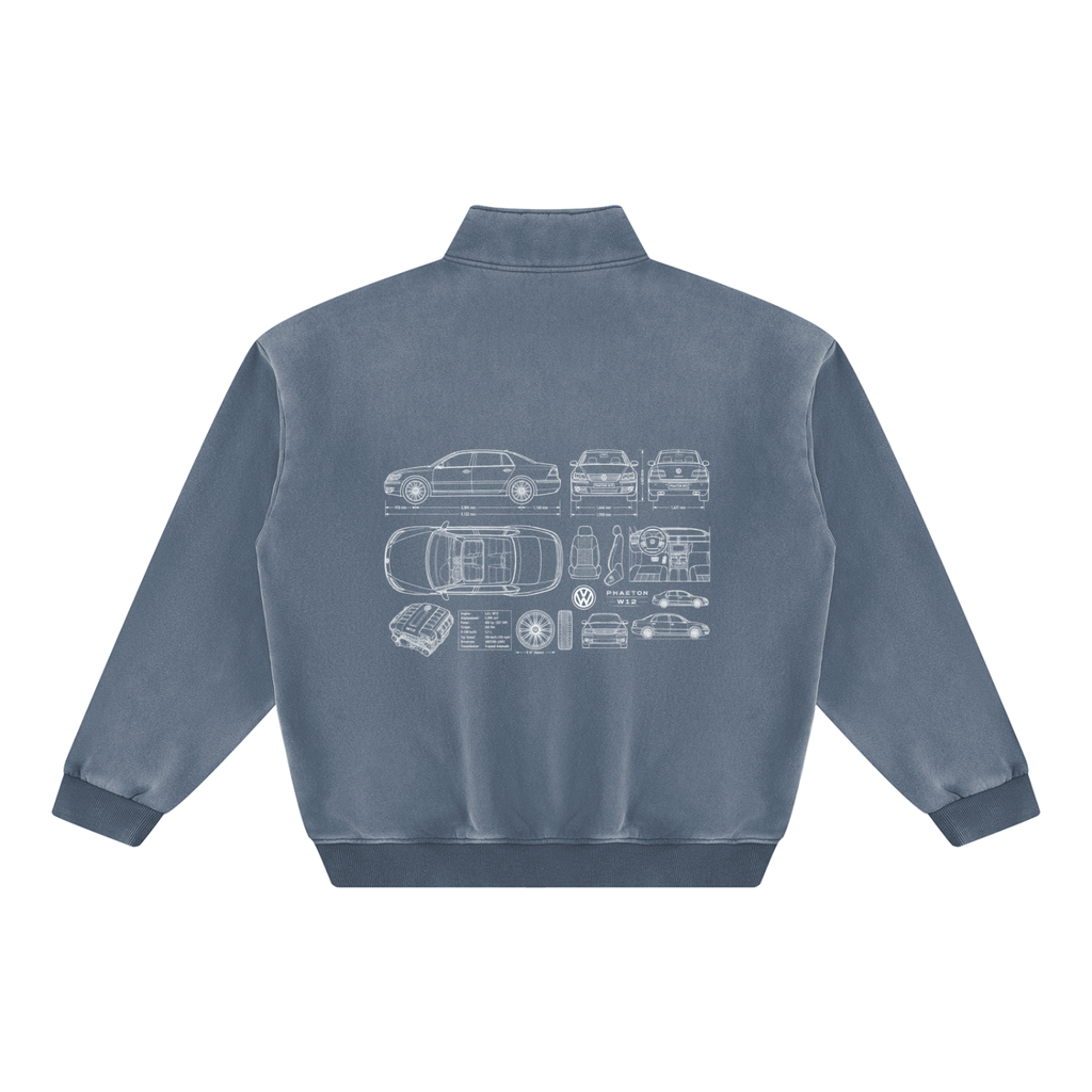 Volkswagen Phaeton Blueprint Unisex Vintage Wash Fleece Sweatshirt