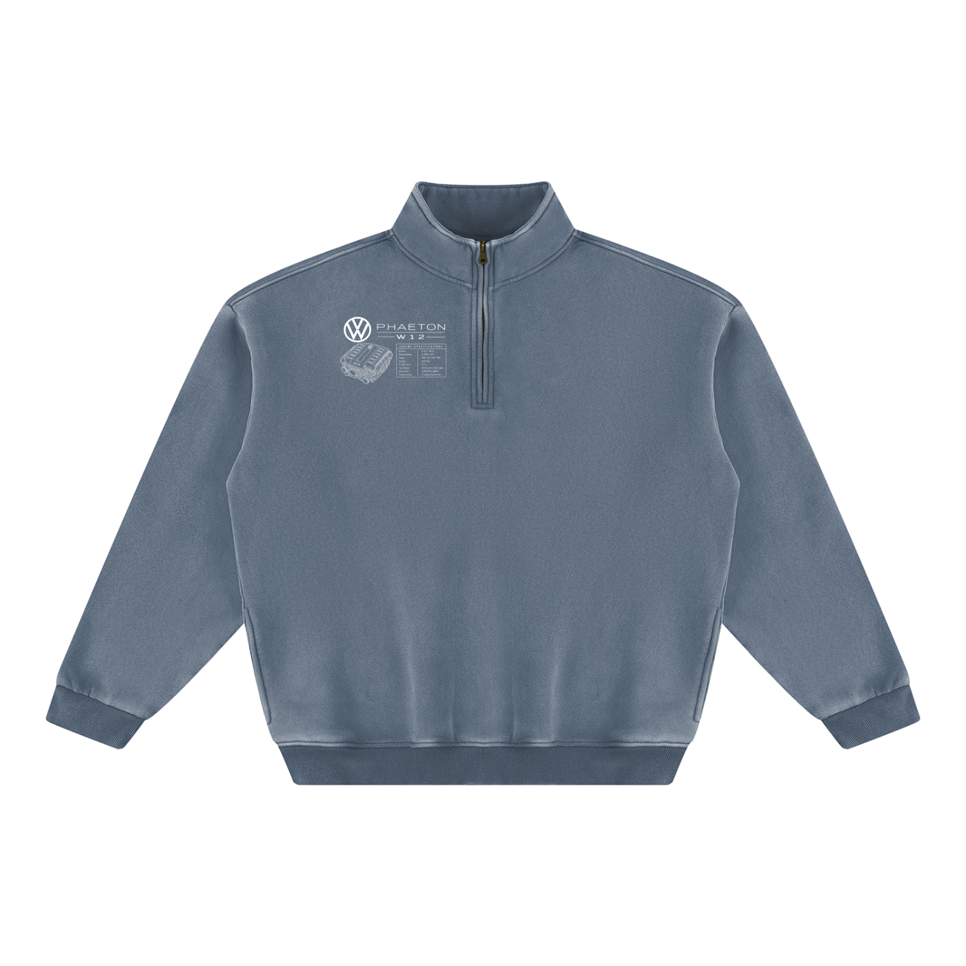 Volkswagen Phaeton Blueprint Unisex Vintage Wash Fleece Sweatshirt