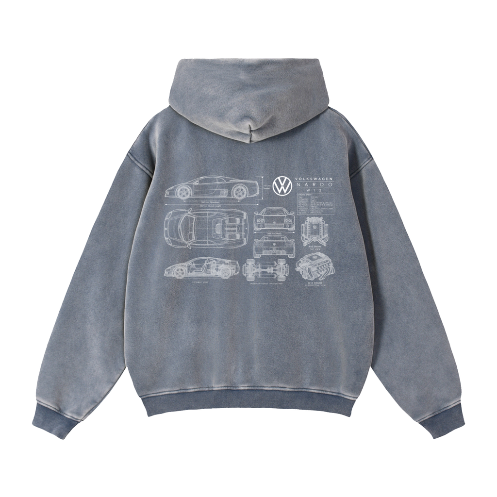 Volkswagen Nardo Blueprint Zip-Through Boxy Fleece Hoodie