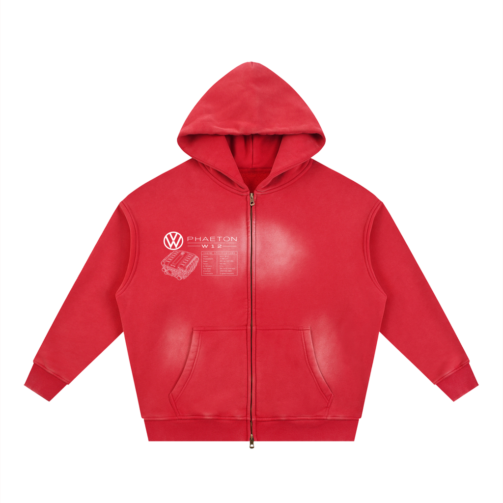Volkswagen Phaeton Blueprint Sunfade Two-way Zipper Boxy Fleece Hoodie