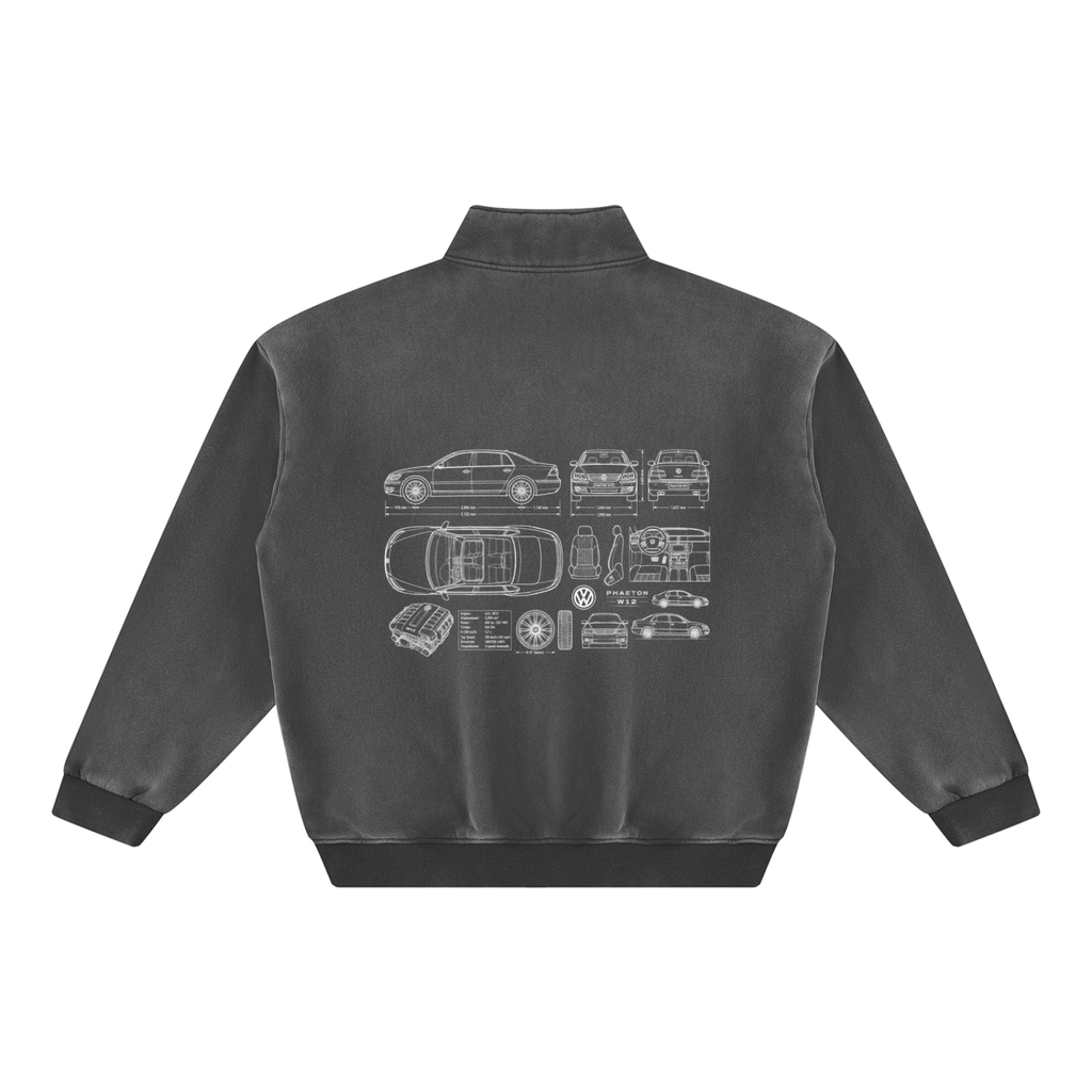 Volkswagen Phaeton Blueprint Unisex Vintage Wash Fleece Sweatshirt
