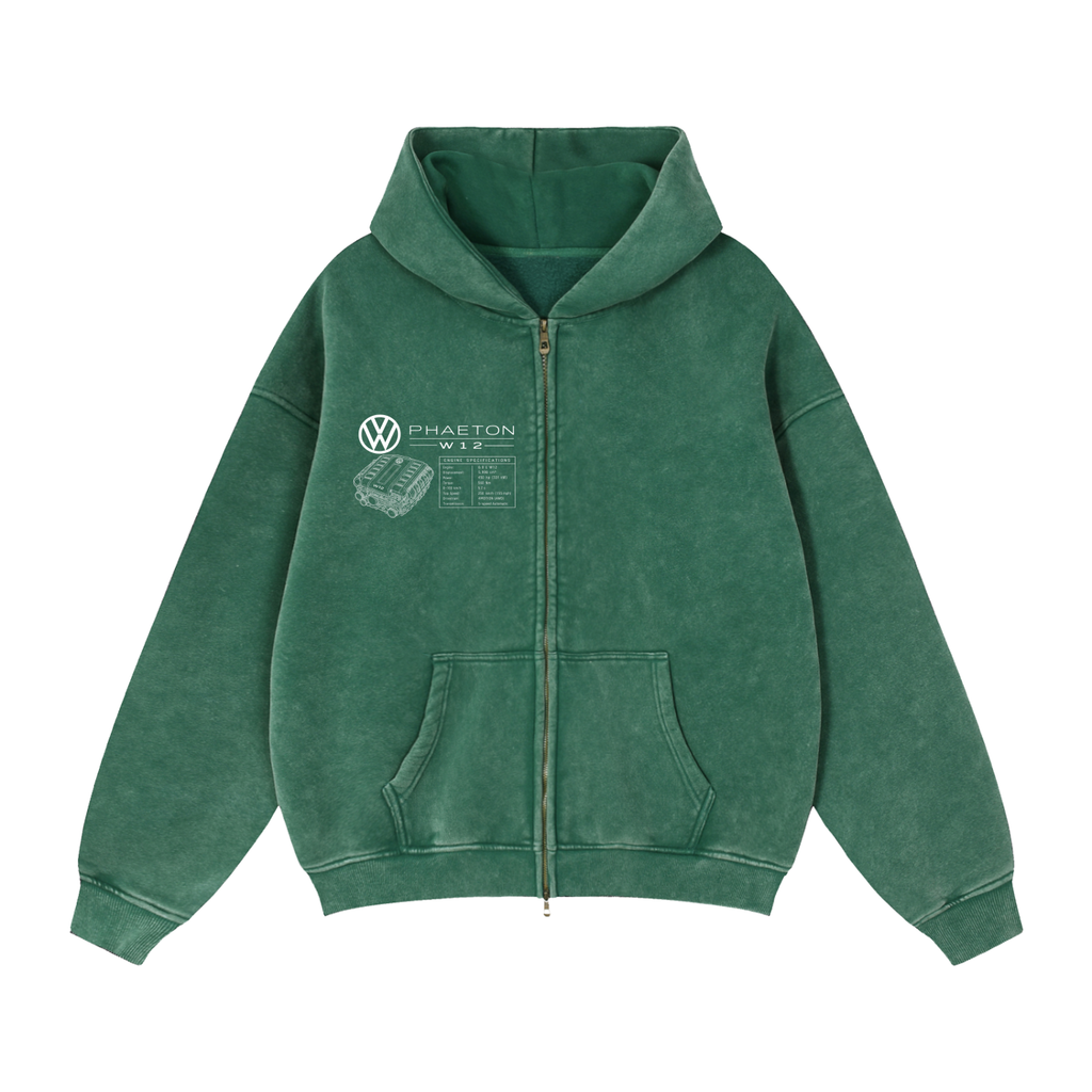 Volkswagen Phaeton Blueprint Zip-Through Boxy Fleece Hoodie