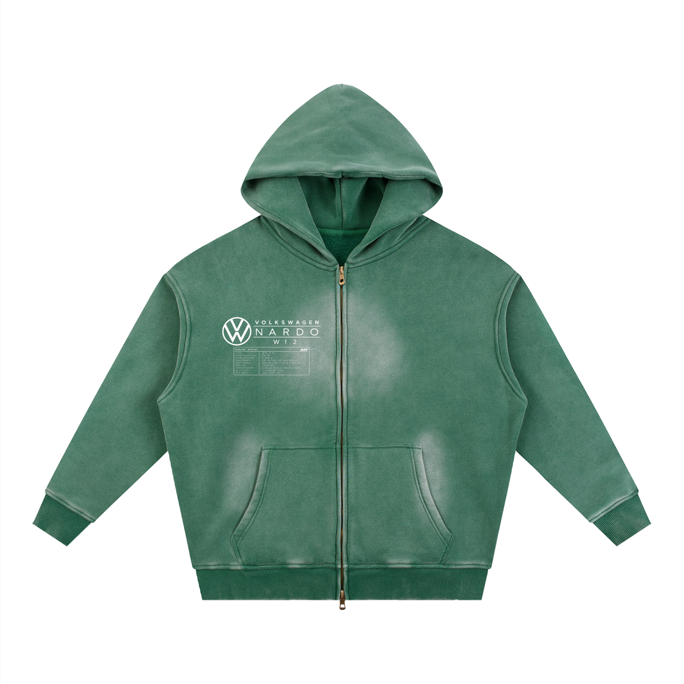 Volkswagen Nardo Blueprint Sunfade Two-way Zipper Boxy Fleece Hoodie