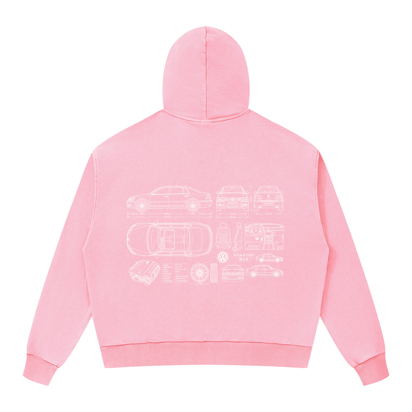 Volkswagen Phaeton Unisex Mineral Wash Boxy Full Zip Hoodie