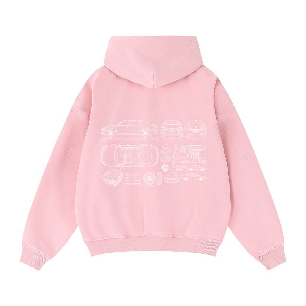 Volkswagen Phaeton Blueprint Zip-Through Boxy Fleece Hoodie