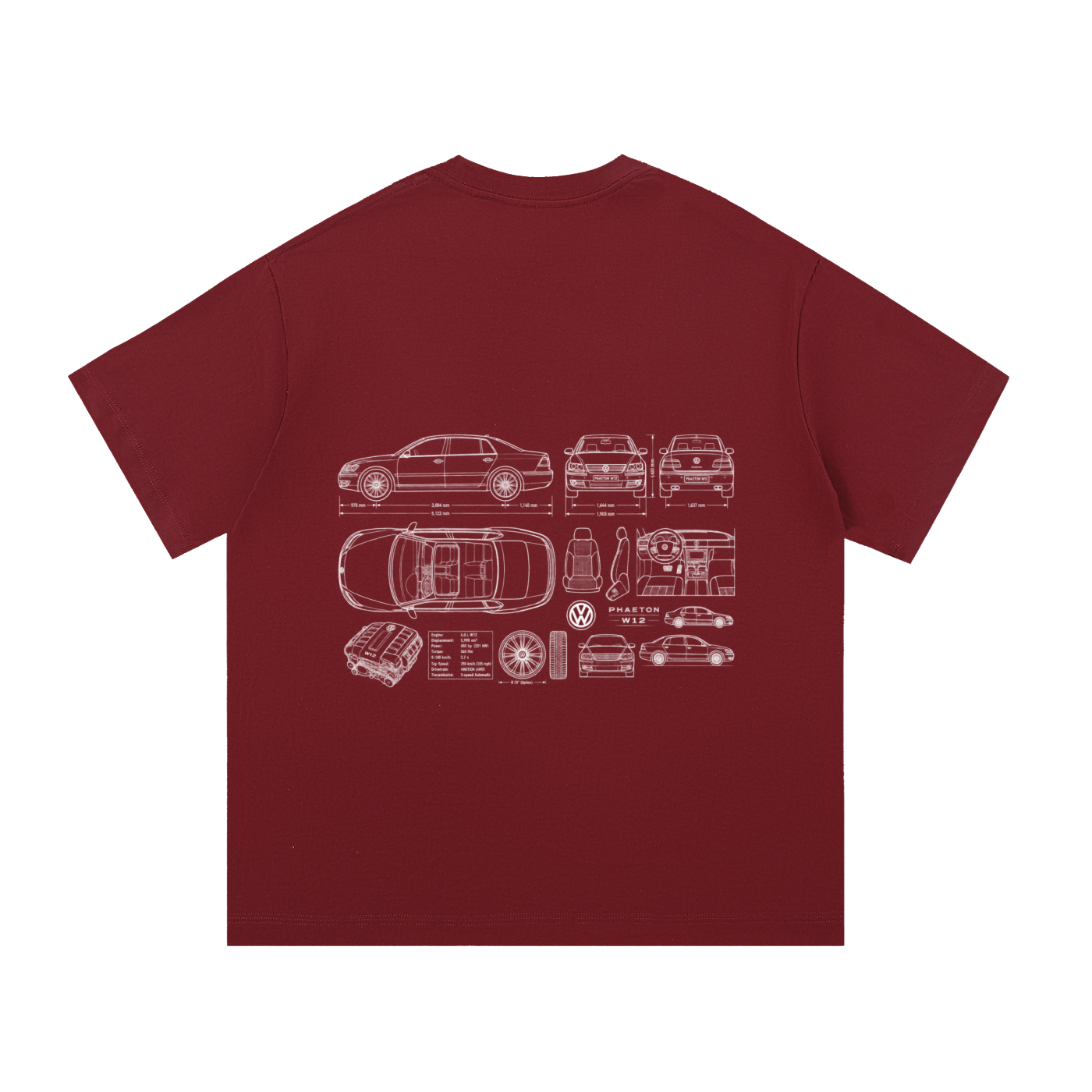 Volkswagen Phaeton Blueprint Cotton T-Shirt