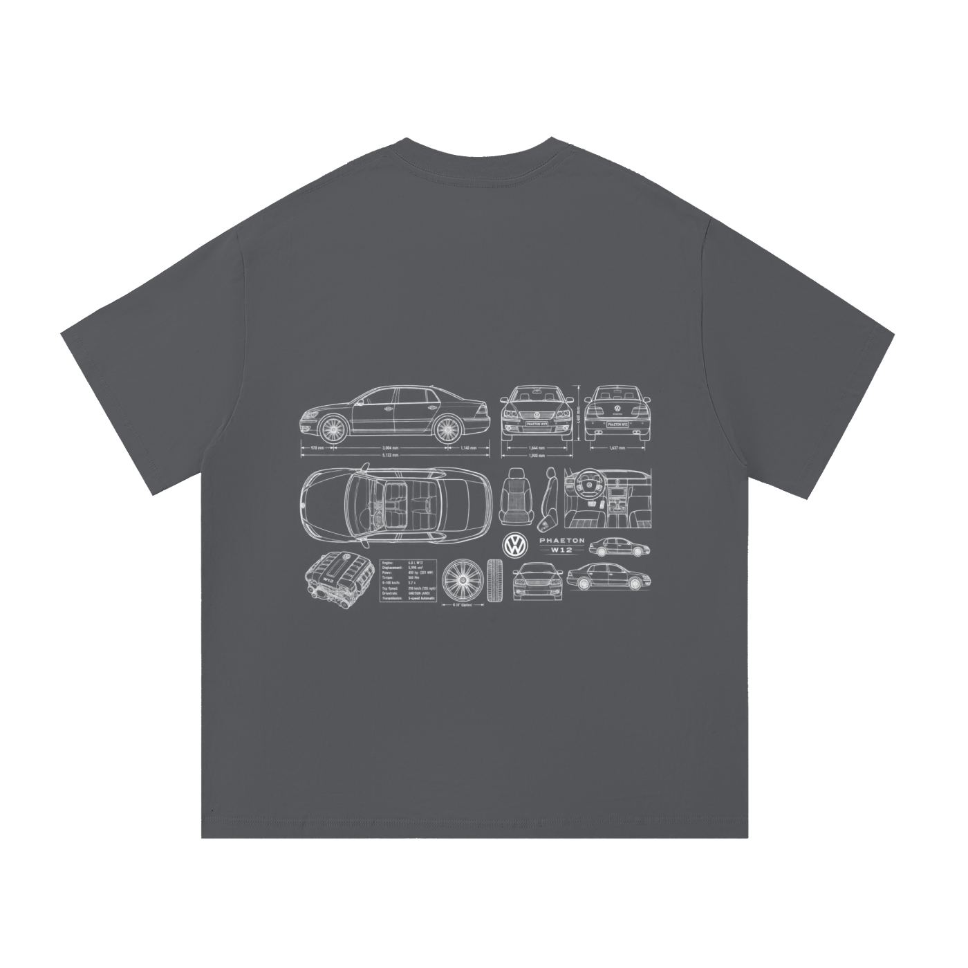 Volkswagen Phaeton Blueprint Cotton T-Shirt