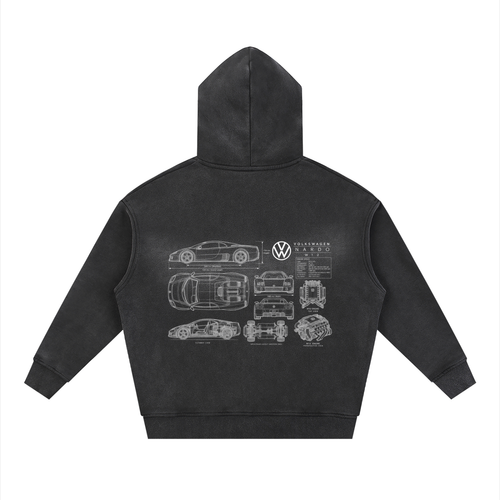 Volkswagen Nardo Blueprint Sunfade Two-way Zipper Boxy Fleece Hoodie