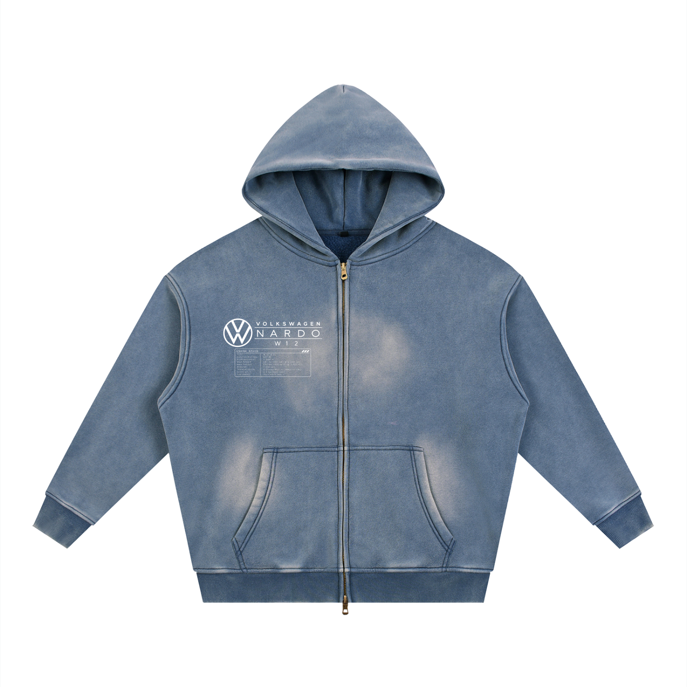 Volkswagen Nardo Blueprint Sunfade Two-way Zipper Boxy Fleece Hoodie