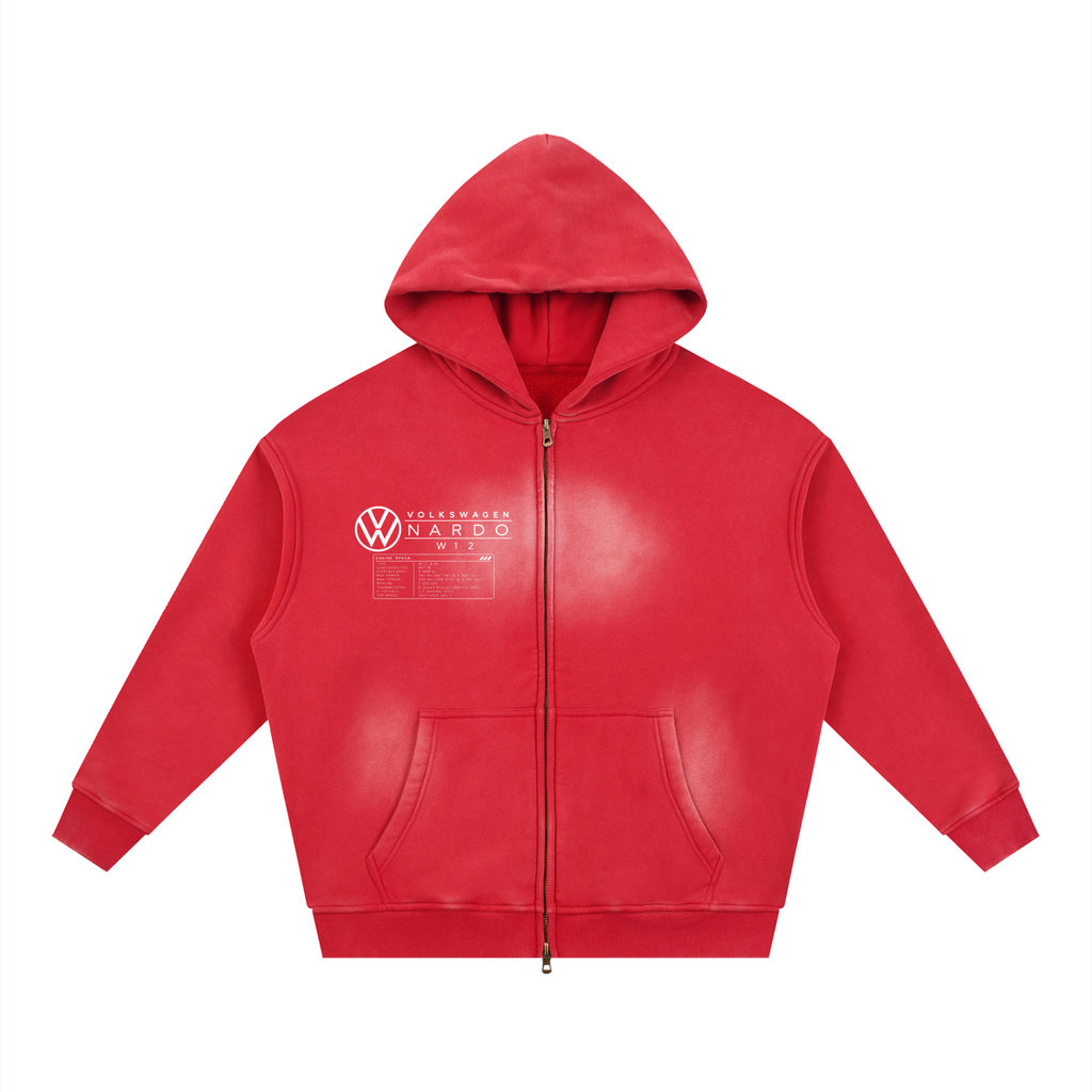 Volkswagen Nardo Blueprint Sunfade Two-way Zipper Boxy Fleece Hoodie