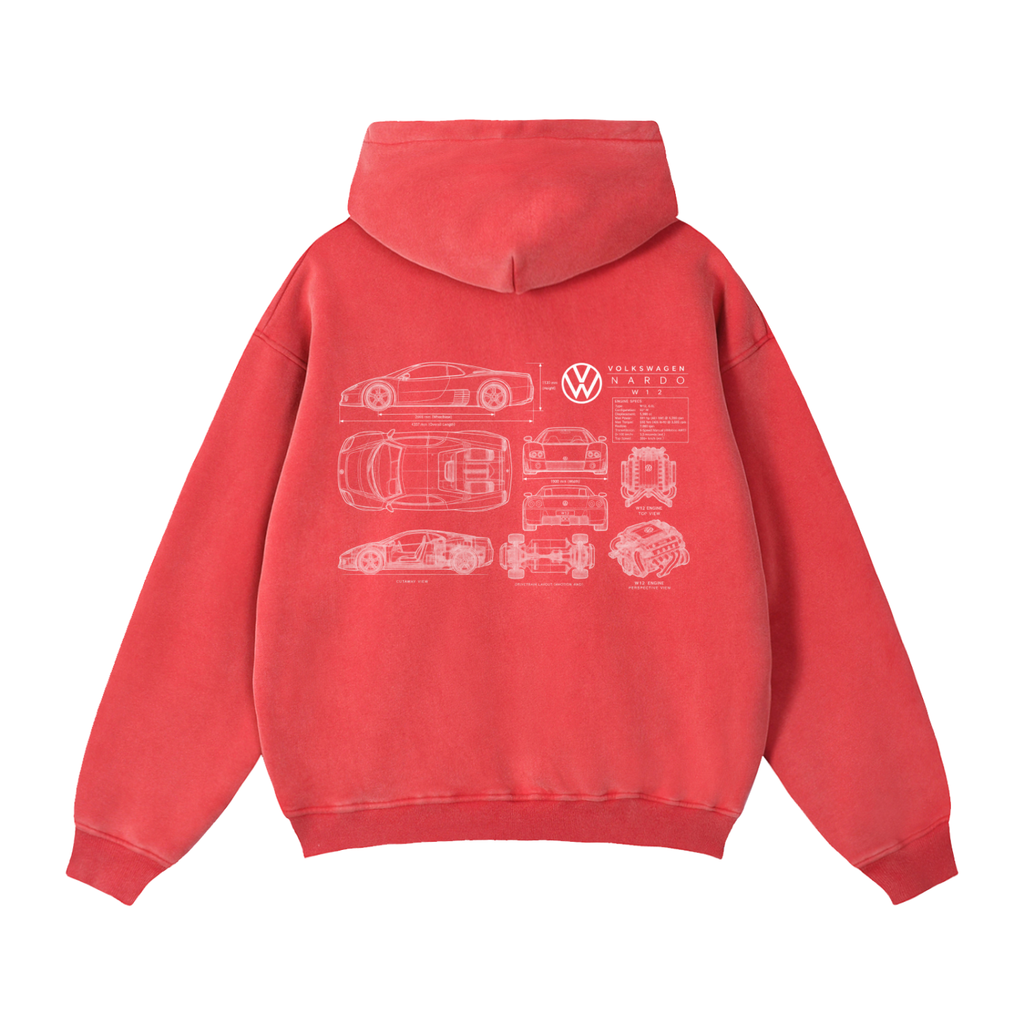 Volkswagen Nardo Blueprint Zip-Through Boxy Fleece Hoodie