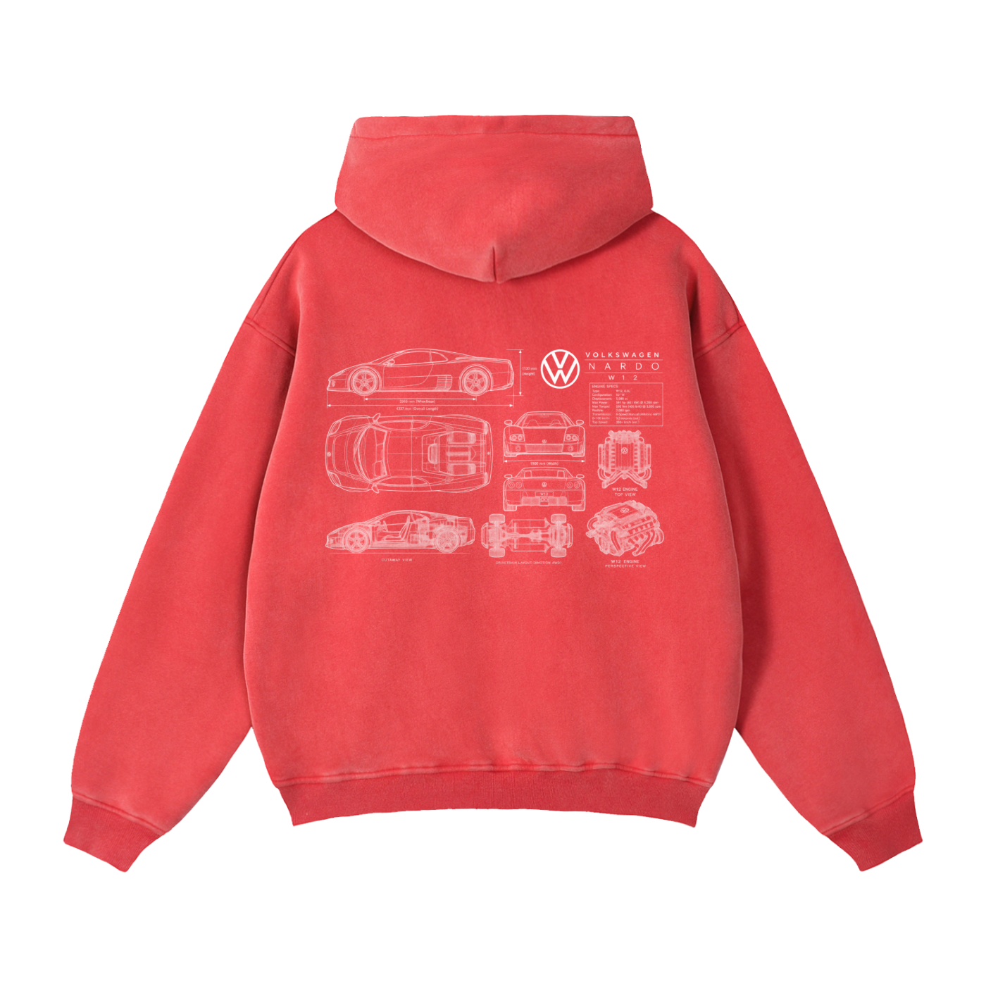 Volkswagen Nardo Blueprint Zip-Through Boxy Fleece Hoodie