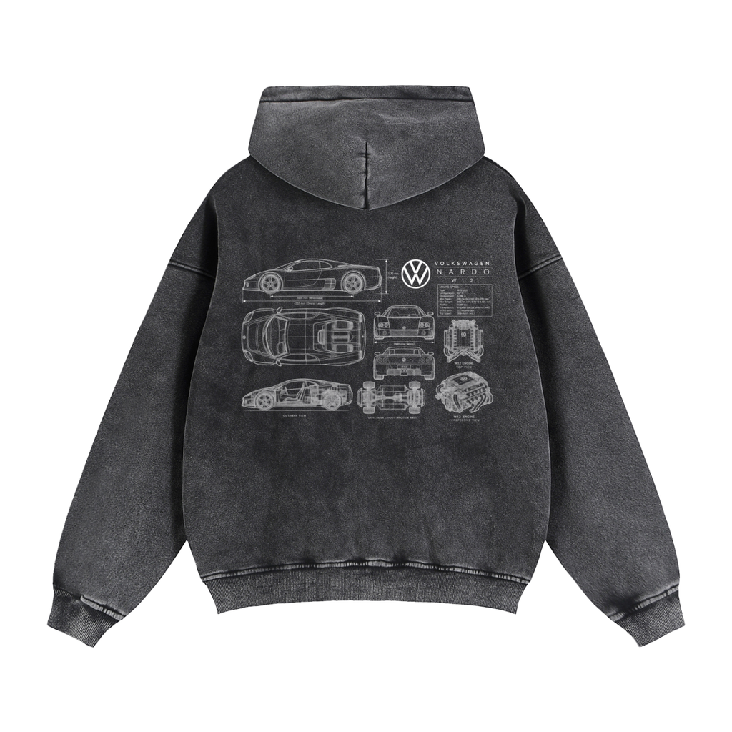 Volkswagen Nardo Blueprint Zip-Through Boxy Fleece Hoodie