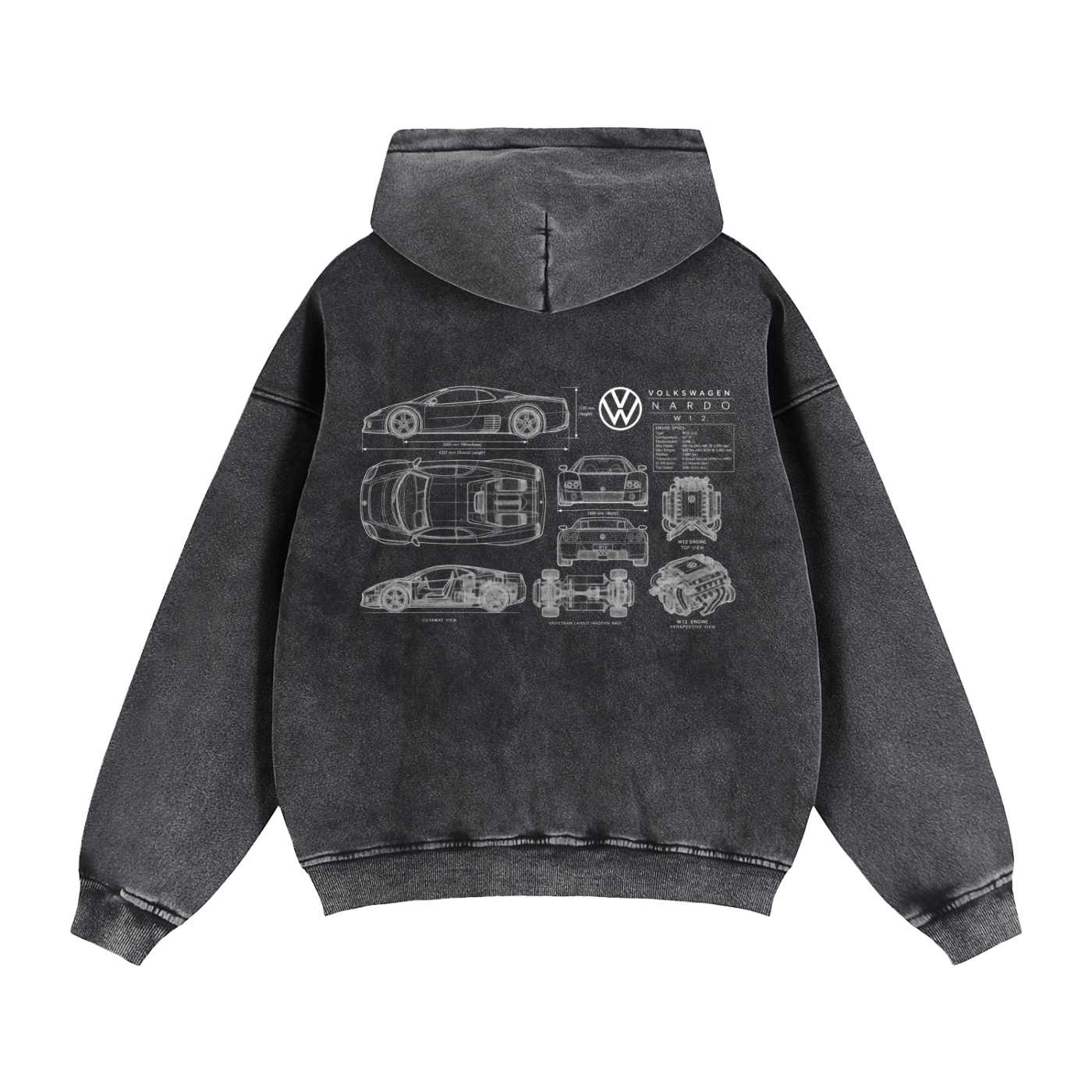 Volkswagen Nardo Blueprint Zip-Through Boxy Fleece Hoodie