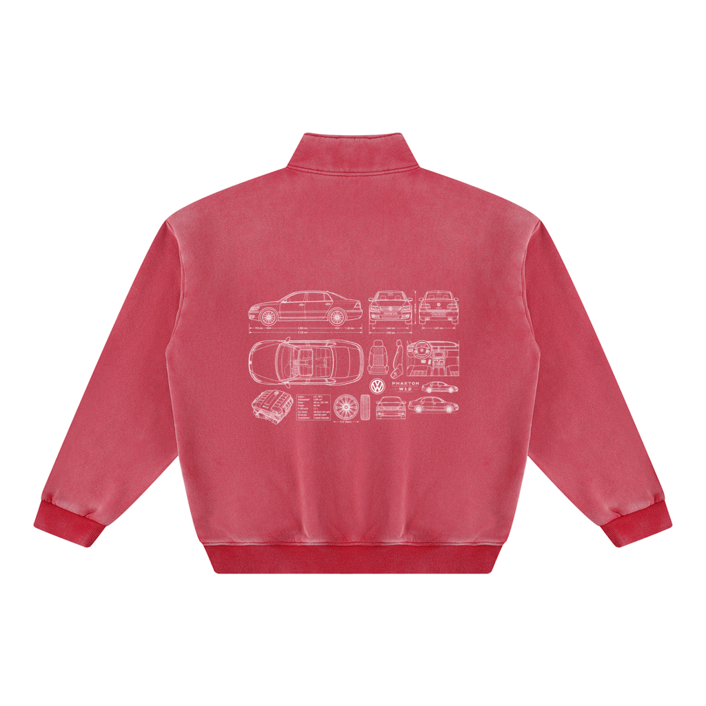 Volkswagen Phaeton Blueprint Unisex Vintage Wash Fleece Sweatshirt