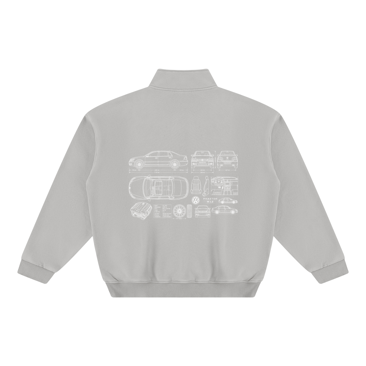 Volkswagen Phaeton Blueprint Unisex Vintage Wash Fleece Sweatshirt