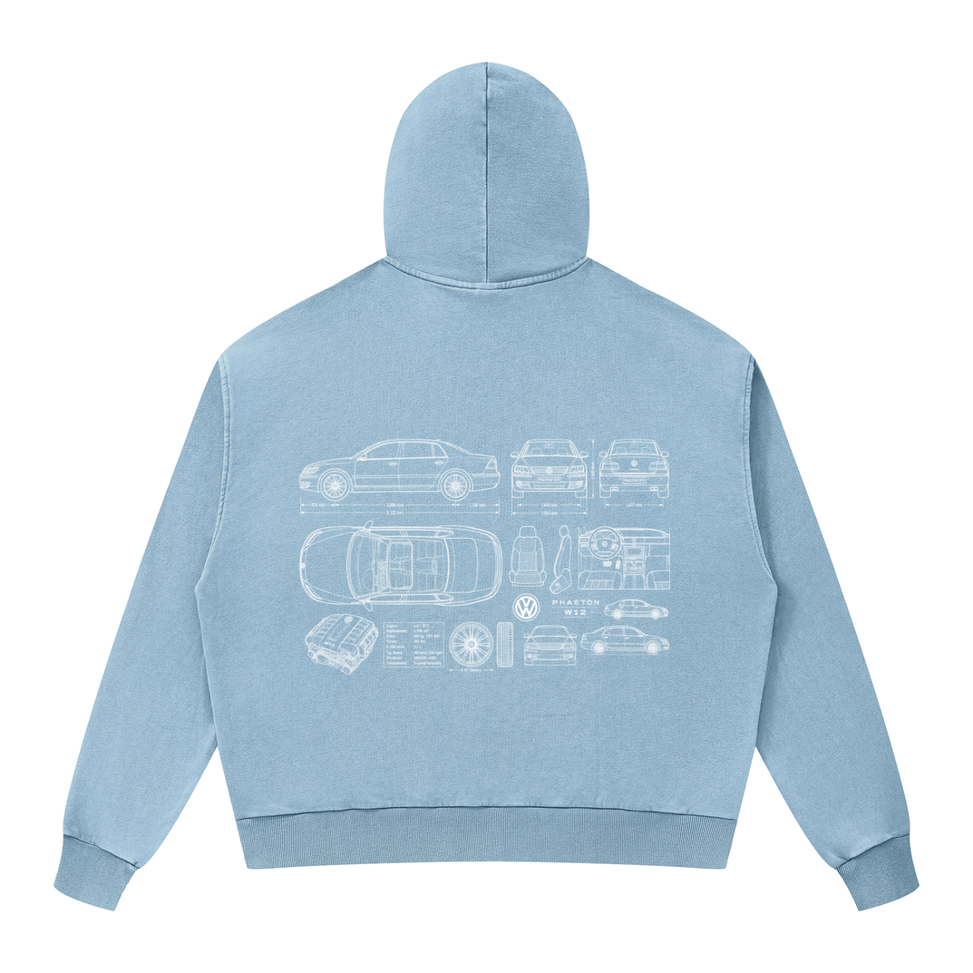 Volkswagen Phaeton Unisex Mineral Wash Boxy Full Zip Hoodie
