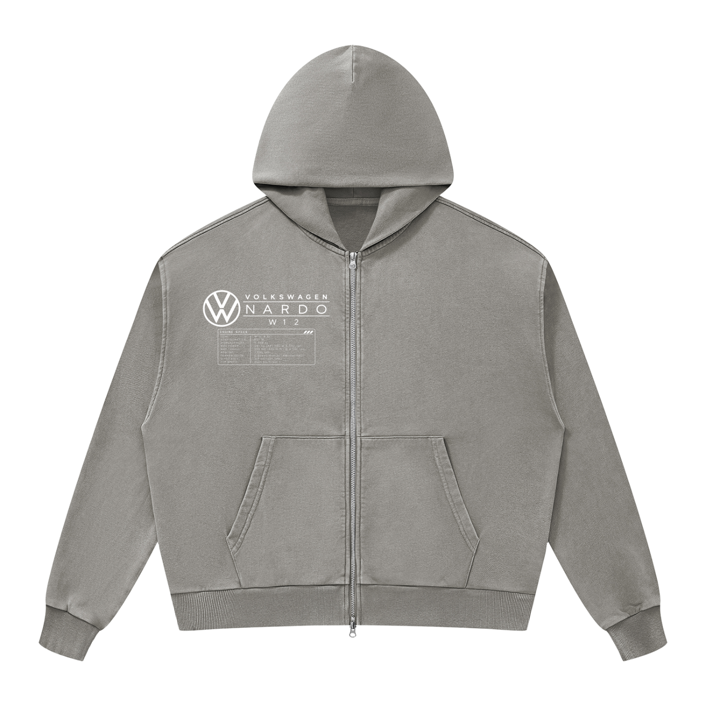 Volkswagen Nardo Blueprint Unisex Mineral Wash Boxy Full Zip Hoodie