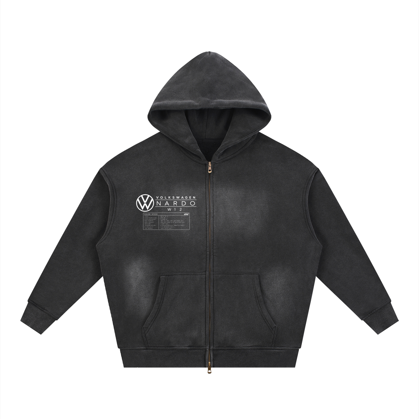 Volkswagen Nardo Blueprint Sunfade Two-way Zipper Boxy Fleece Hoodie
